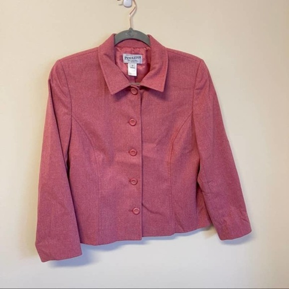 𝅺PENDLETON Pink Button Front Blazer Wool Jacket 10P - Picture 1 of 8